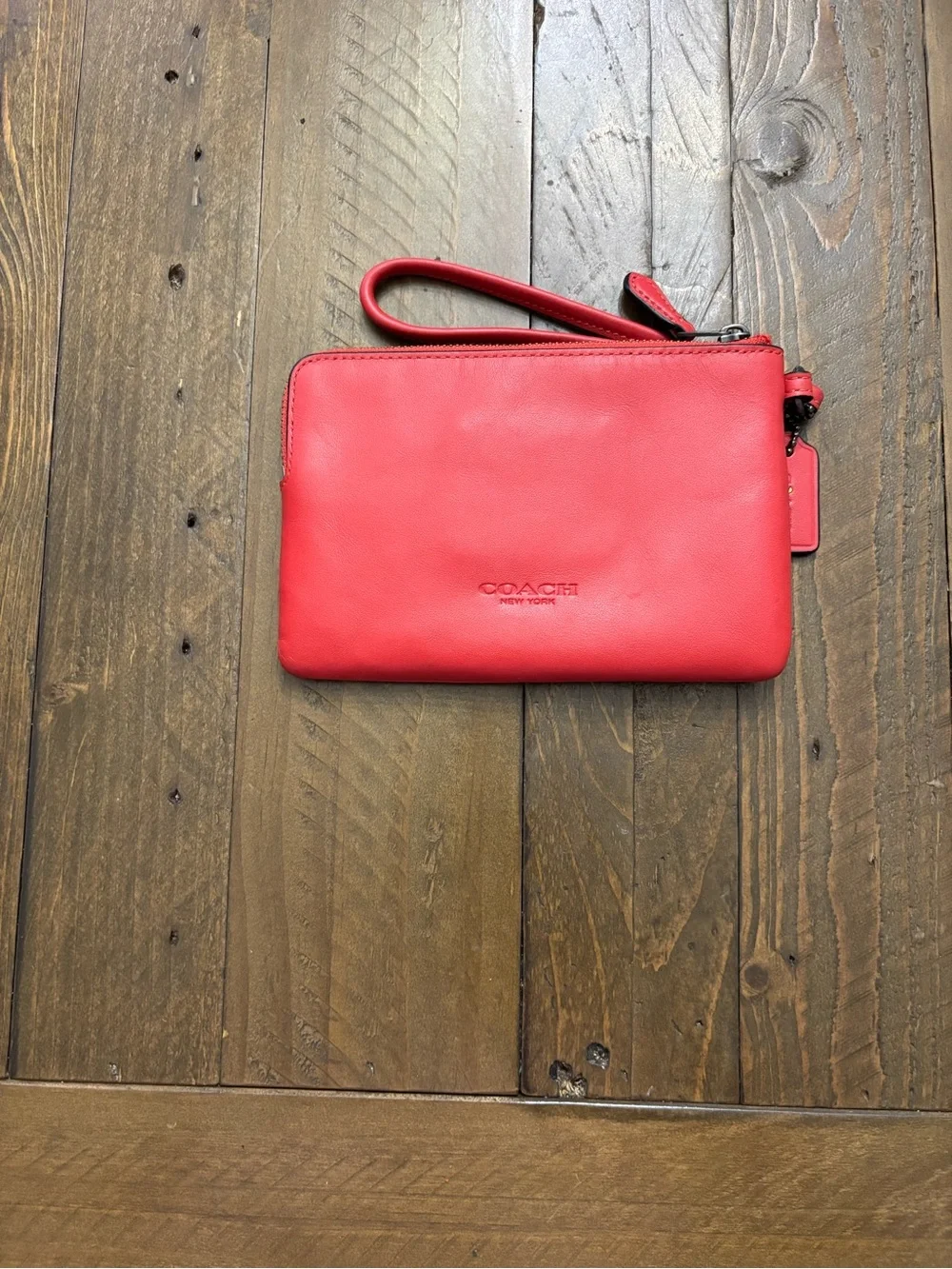 Coach x Pac-Man Corner Zip Wristlet with  Cherry Design